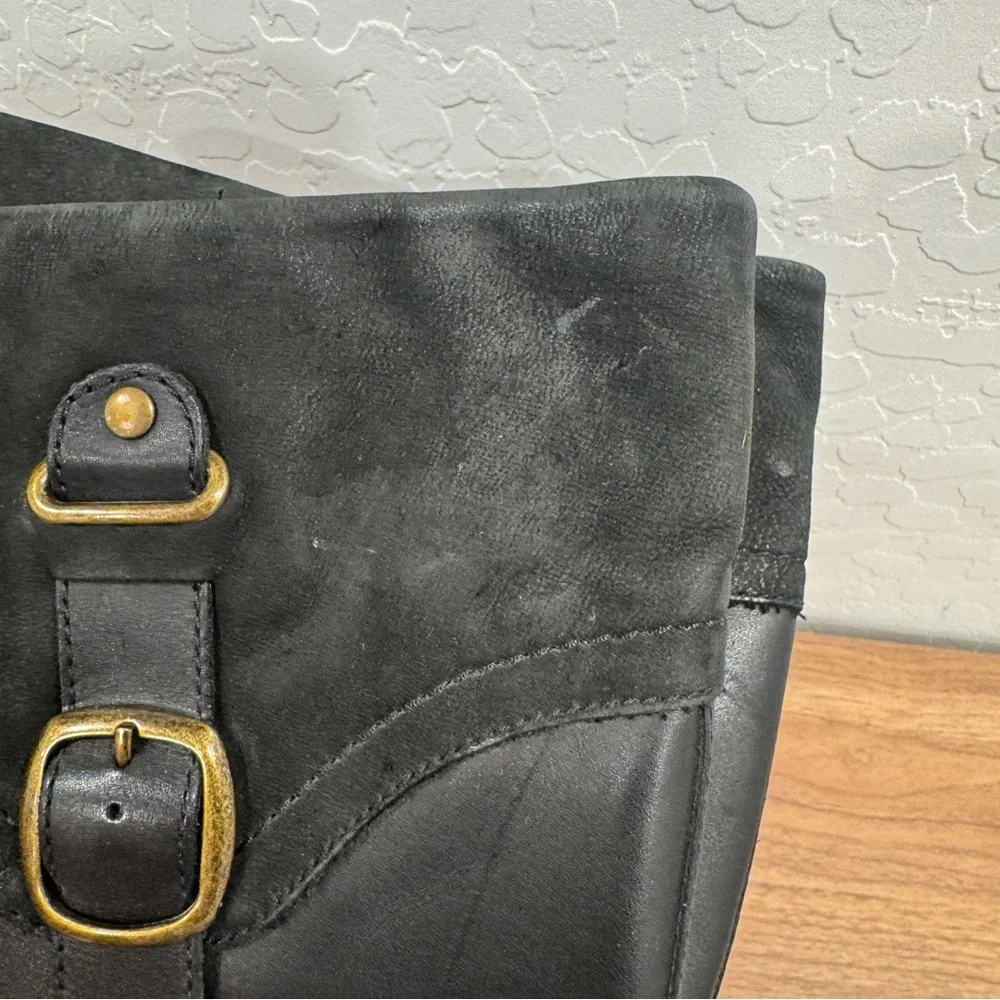 Clarks Equestrian Black Leather Boots Womens 8M Tall Riding Ingalls Delaware